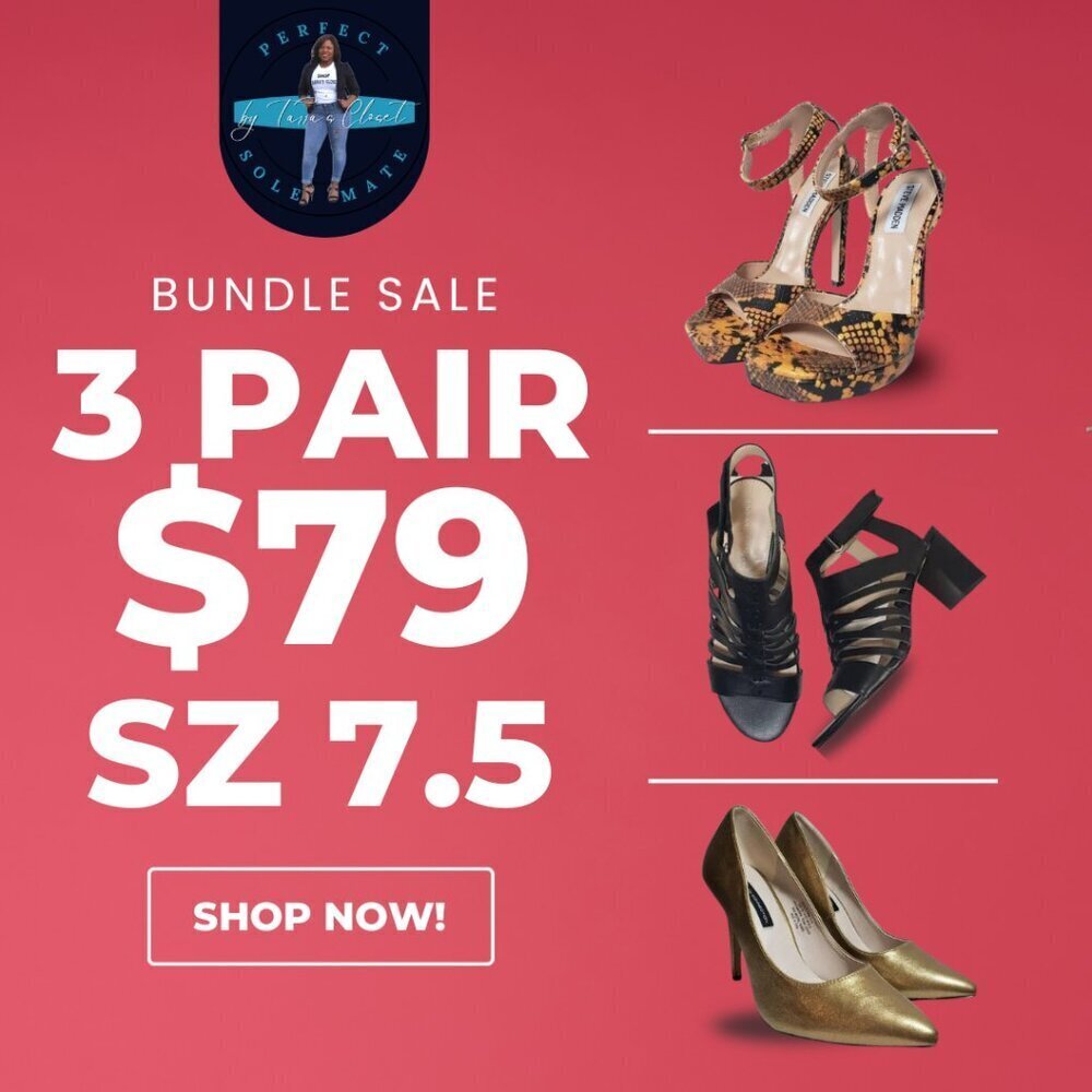 ✨3-Pair Glam Heel Bundle – Steve Madden, Adrienne Vittadini, French Connection
